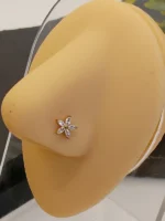 Gold 5 Petal Flower Nose Stud for Women – Marquise CZ Flower Shape Nose Piercing - Image 5
