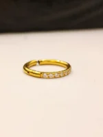 Gold CZ Nose Ring for Women – Single Row Sparkling Stone Curved Nose Hoop - Image 2