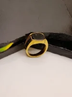 Turkish Men's Gold Plated Black Stone CZ Ring - Image 5