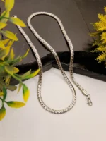 Men's Flat Herringbone Silver Chain – Shiny Woven Link Necklace with Mirror Polish - Image 2