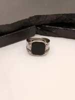Turkish Men's Silver Plated Black Stone CZ Ring - Image 5