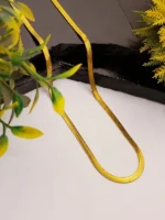 Gold Herringbone Chain Necklace – Thin Flat Snake Unisex Design - Image 3
