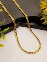 Gold Wheat Link Chain Necklace – Bold Textured Unisex Design - Image 2