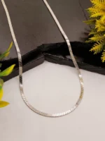 Men's Sleek Flat Snake Silver Chain – Ultra Shiny Thin Link Necklace with Mirror Finish - Image 2