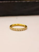 Gold CZ Nose Ring for Women – Single Row Sparkling Stone Curved Nose Hoop - Image 3