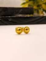 Gold Dome Beaded Stud Earrings – Unisex Premium Rope Border Design