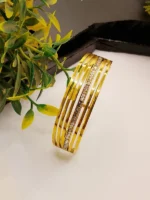 5 Line Gold Cuff Bracelet with CZ Stones - Image 5