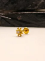Gold Starburst Nose Stud for Women – Star Shape CZ Nose Piercing - Image 2