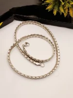 Men's Classic Box Link Silver Chain – Polished Square Link Necklace with Mirror Shine - Image 4