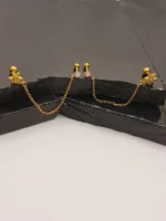 Gold Starburst Chain Earring – Sparkling Double Piercing Connector - Image 4