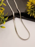 Men's Classic Box Link Silver Chain – Polished Square Link Necklace with Mirror Shine - Image 3