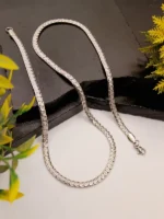 Men's Textured Curb Link Silver Chain – Shiny Small Link Necklace with Mirror Polish