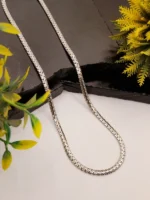 Men's Flat Herringbone Silver Chain – Shiny Woven Link Necklace with Mirror Polish - Image 4