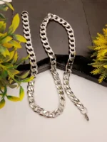 Thick Interlock Silver Chain for Men – Bold Heavy Link Necklace with Mirror Shine - Image 4