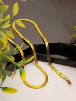 Gold Herringbone Chain Necklace – Thin Flat Snake Unisex Design