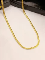 Gold Floral Snake Chain Necklace – Thin Embossed Flower Unisex Design - Image 3