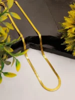 Gold Herringbone Chain Necklace – Thin Flat Snake Unisex Design - Image 5