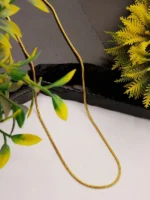 Gold Round Snake Chain Necklace – Thin Herringbone Unisex Design - Image 3