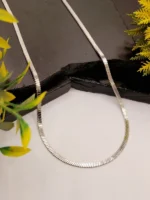 Men's Sleek Flat Snake Silver Chain – Ultra Shiny Thin Link Necklace with Mirror Finish - Image 3