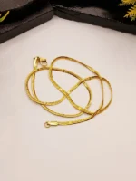 Gold Floral Snake Chain Necklace – Thin Embossed Flower Unisex Design - Image 4