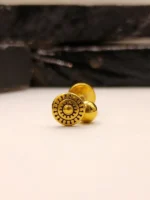 Gold Sun Pattern Stud Earrings – Unisex Circular Geometric Design - Image 3