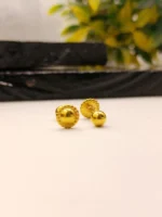Gold Dome Beaded Stud Earrings – Unisex Premium Rope Border Design - Image 4