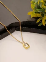Gold Plated Clear Crystal Square Pendant Necklace for Women