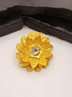 Luxury Gold Plated Flower Design Earrings with Central CZ Stone - Image 5