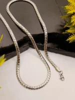 Men's Flat Herringbone Silver Chain – Shiny Woven Link Necklace with Mirror Polish - Image 5